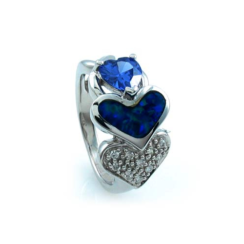 Australian Opal Ring with Tanzanite