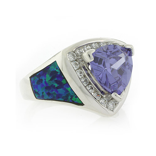 Anillo de Plata con Opalo Australiano y Tanzanita