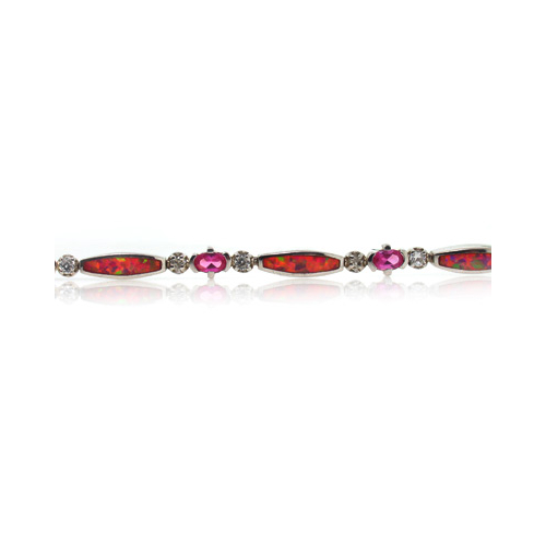 Pulsera de Plata de Ley .925 con Zafiro y Opalo Rosa
