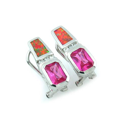 Aretes de Plata de Ley .925 con Zafiro y Ópalo Rosa