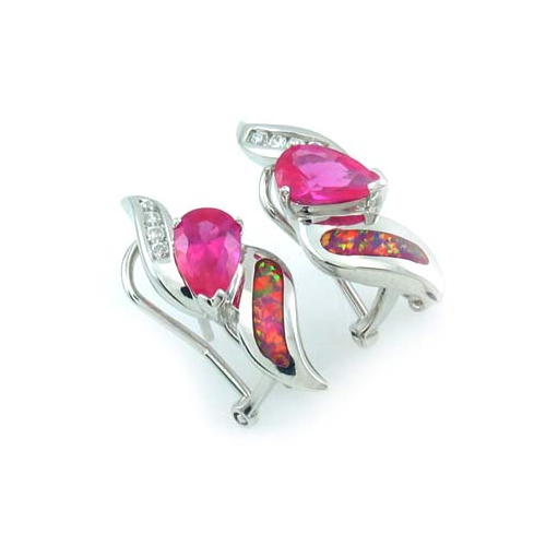 Aretes de Plata de Ley .925 con Zafiro Rosa y Ópalo Rosa