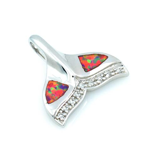 Dije de Plata .925 en Diseño de Cola de Delfín con Ópalo Rosa