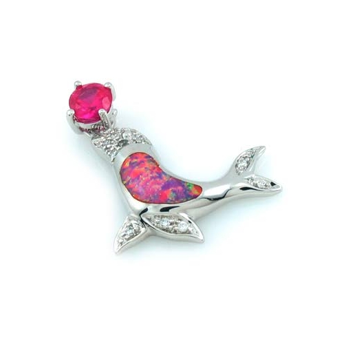 Pink Australian Opal Dolphin Pendant