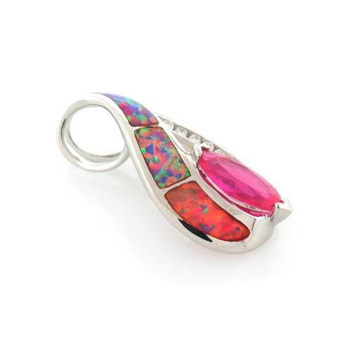 Dije de Plata .925 con Zafiro Rosa y Ópalo Ausraliano