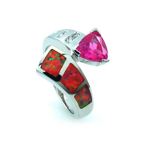 Anillo de Plata con Opalo y Zafiro Rosa