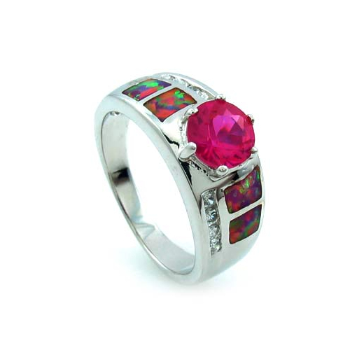 Anillo Elegante de Plata con Zafiro Rosa