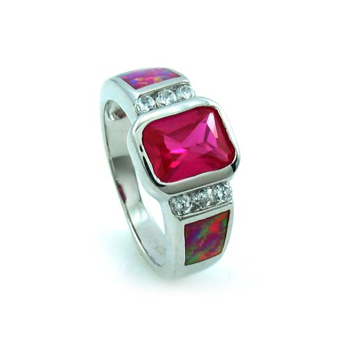 Anillo de Ópalo Australiano con Zafiro Rosa