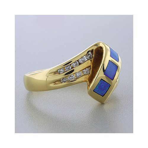 Anillo de Oro con Opalo Australiano Autentico
