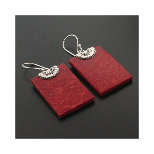 Aretes de Plata .925 con Coral Rojo Genuino
