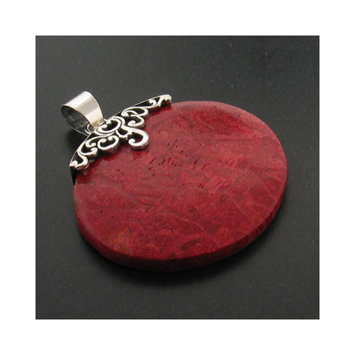Sterling Silver Genuine Red Coral Pendant