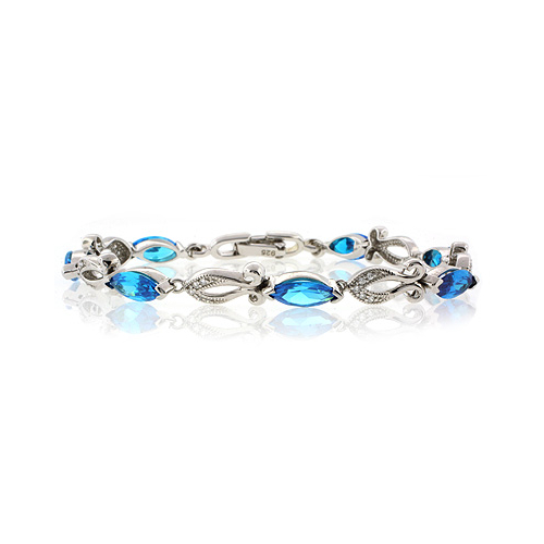 Pulsera de Topacio Azul en Plata .925
