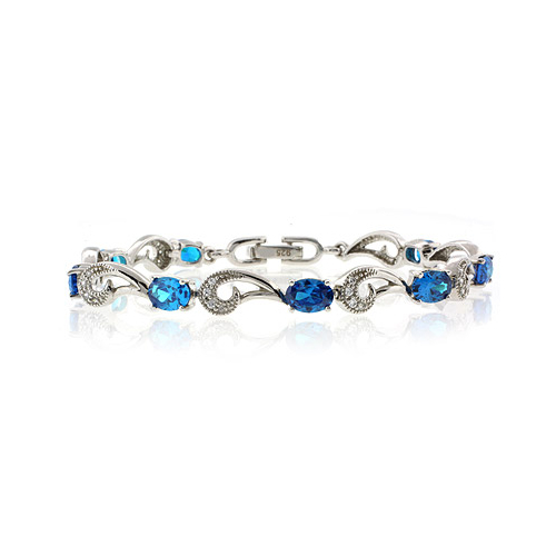 Pulsera de Plata de Ley .925 con Topacio Azul