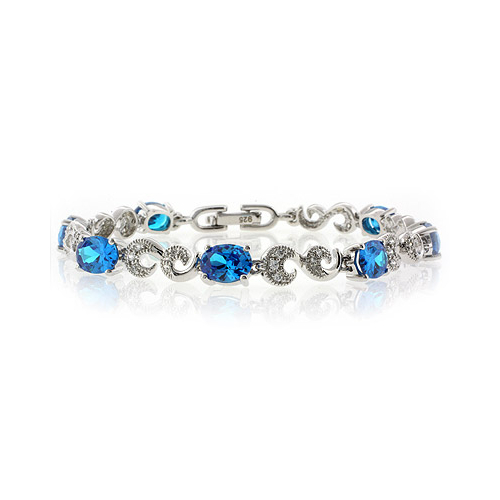 Pulsera de Topacio Azul en Plata de Ley .925