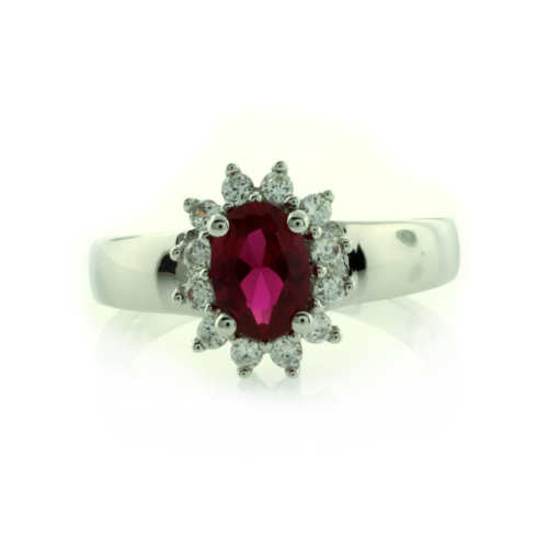 Anillo de Rubí Rojo en Plata Fina