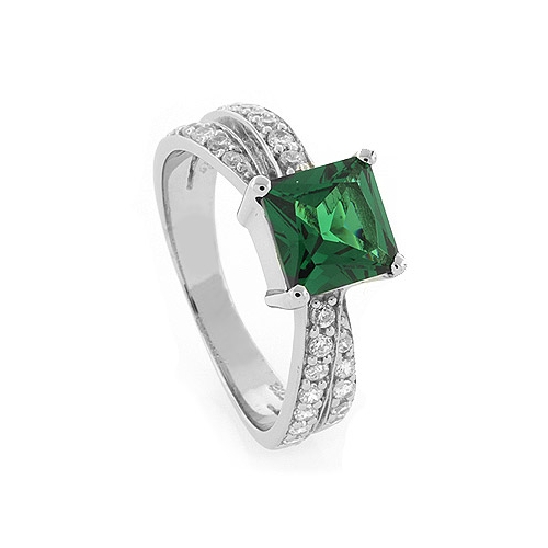 Anillo de Plata de Ley con Esmeralda