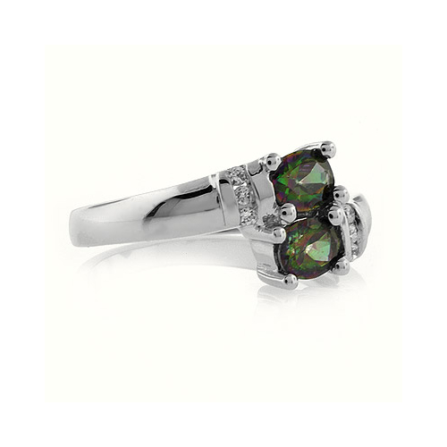 Anillo con 2 Gemas de Topacio Mistico en Plata
