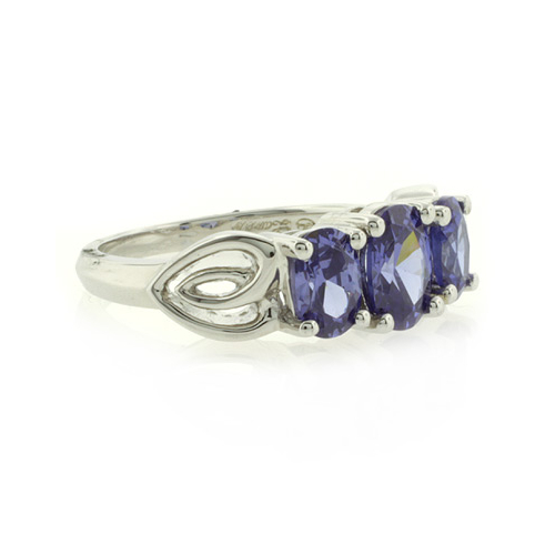 Anillo de Plata con 3 Gemas de Tanzanita