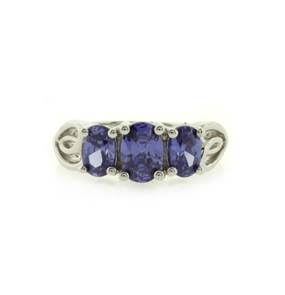 Anillo de Plata con 3 Gemas de Tanzanita