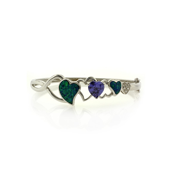 Brazalete de Plata .925 con Tanzanita y Opalo