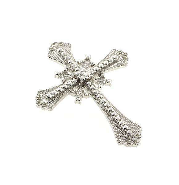 Dije de Cruz con Diamantes Genuinos en Plata .925