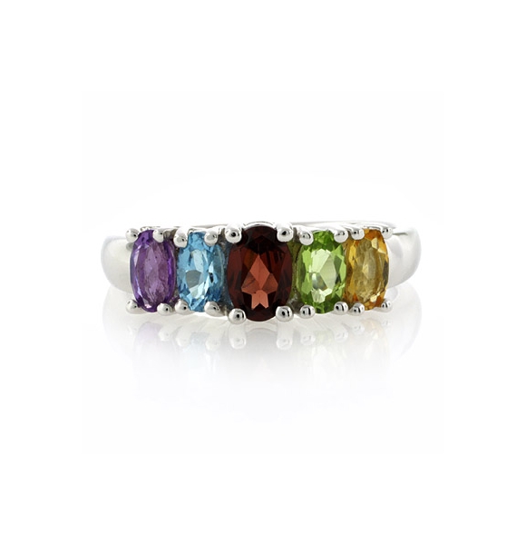 Hermoso Anillo de Plata .925 con Múltiples Gemas