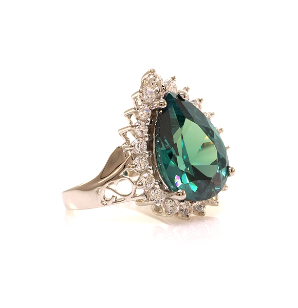 Anillo Elegante de Plata .925 con Alejandrita Azul/Verde