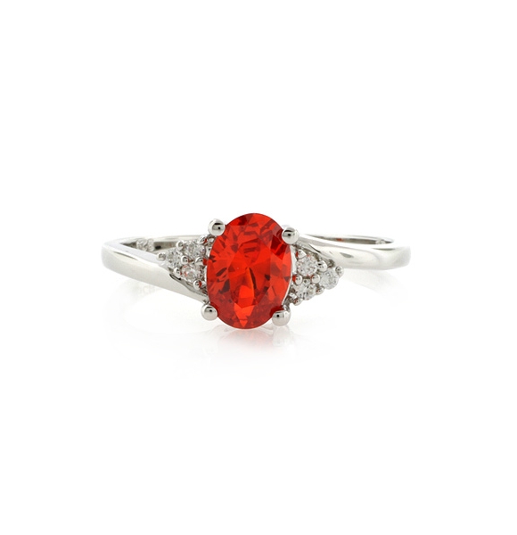 Elegante Anillo de Opalo Rojo en Plata .925