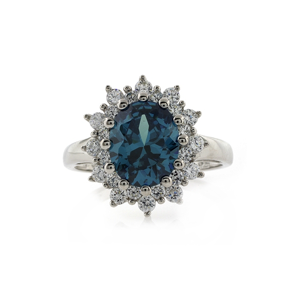 Anillo de Alejandrita Azul a Verde en Plata .925