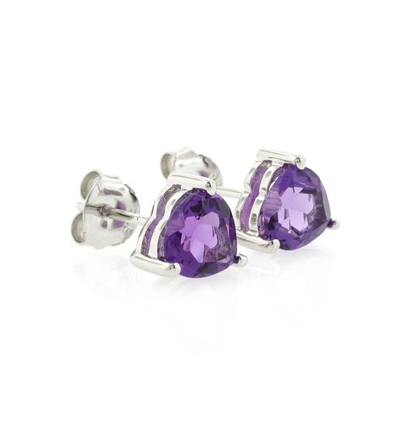 Amethyst Heart Stud Earrings