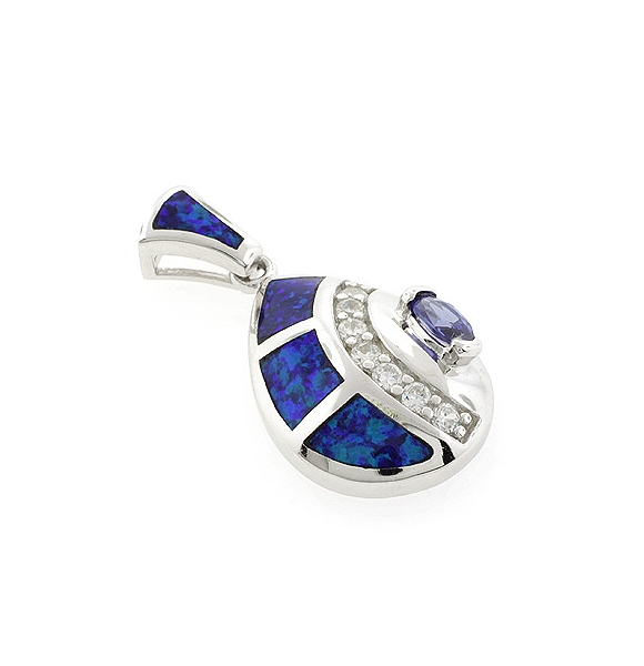 Dije de Tanzanita y Ópalo Australiano en Plata .925
