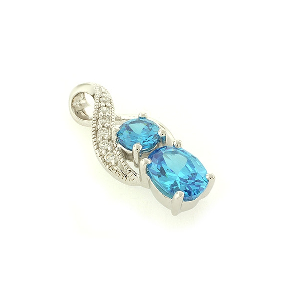 Dije de Plata .925 con 2 Gemas de Topacio Azul