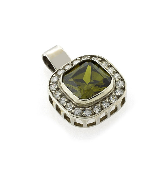 Dije de Plata .925 con Turmalina Verde