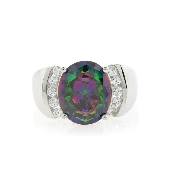 Anillo de Plata de Ley con Topacio Mistico