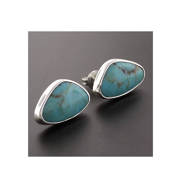 Aretes de Turquesa en Plata Fina .925