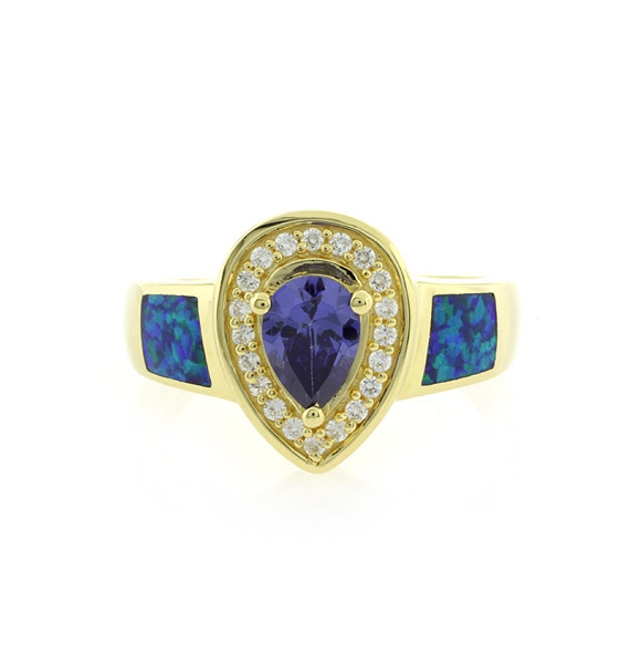 Anillo de Plata con Chapa de Oro y Tanzanita