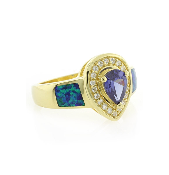 Anillo de Plata con Chapa de Oro y Tanzanita