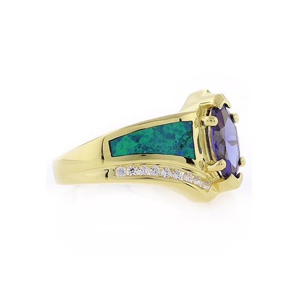 Anillo de Tanzanita en Plata con Chapa de Oro 14K