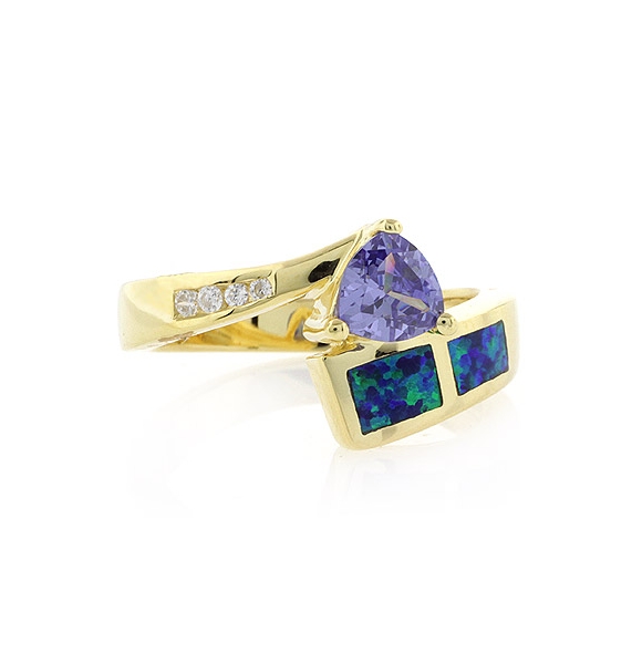 Anillo de Plata con Chapa de Oro y Tanzanita