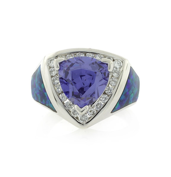 Anillo de Plata con Opalo Australiano y Tanzanita