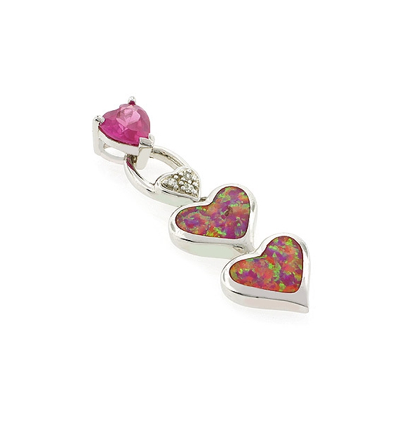 Dije de Zafiro Rosa con Ópalo Australiano en Plata Fina .925