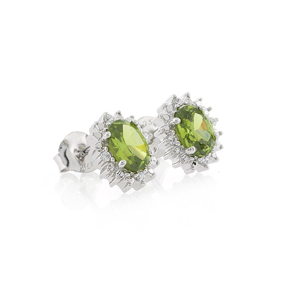Elegantes Aretes de Plata de Ley .925 con Peridoto