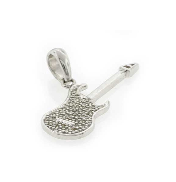 Dije de Guitarra en Plata Fina .925 con Diamantes Reales