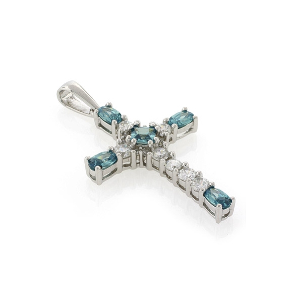 Silver Cross Alexandrite Pendant