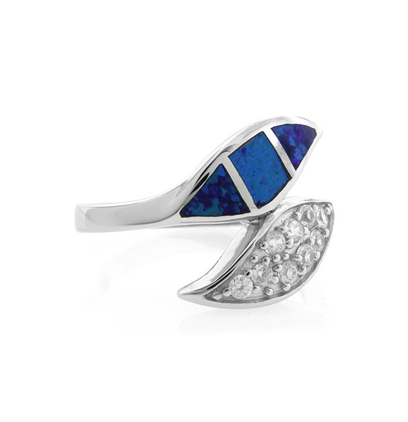 Anillo de Plata .925 con Opalo Australiano en forma de Hoja