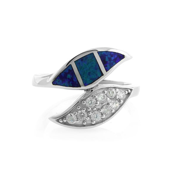 Anillo de Plata .925 con Opalo Australiano en forma de Hoja