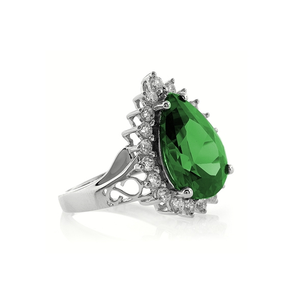 Enorme Anillo de Esmeralda en Plata .925