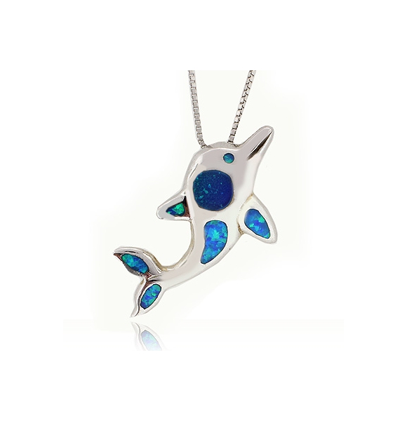 Dije de Delfín con Ópalo Australiano en Plata .925