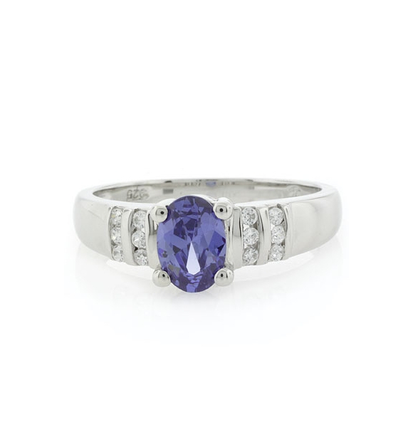 Emerald Cut Sterling Silver Tanzanite Ring