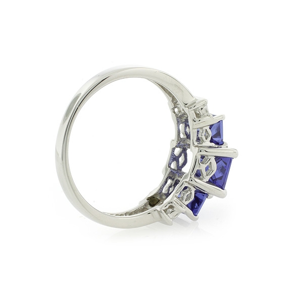 Anillo de Plata .925 con 3 Gemas de Tanzanita