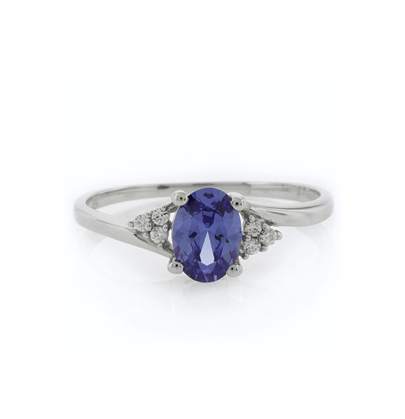 Emerald Cut Sterling Silver Tanzanite Ring